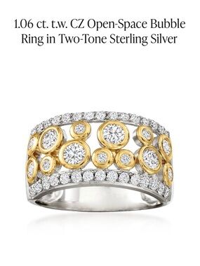 Ross-Simons Two-Tone Gold and Silver CZ Bubble Ring Size 7